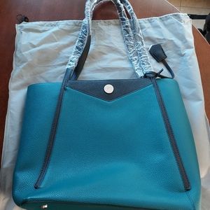 JESSICA MOORE TOTE HANDBAG Purse Elegant Teal & Black, BRAND NEW